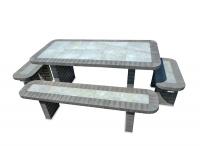 Ref. Grey Table with Tiles all Brick - Height 70 cm x Width 89 cm x Length 190 cm